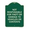 Signmission Designer Series-Not Responsible For Theft Or Damage To Vehicles Or Contents, 24" x 18", G-1824-9806 A-DES-G-1824-9806 - alternate 1